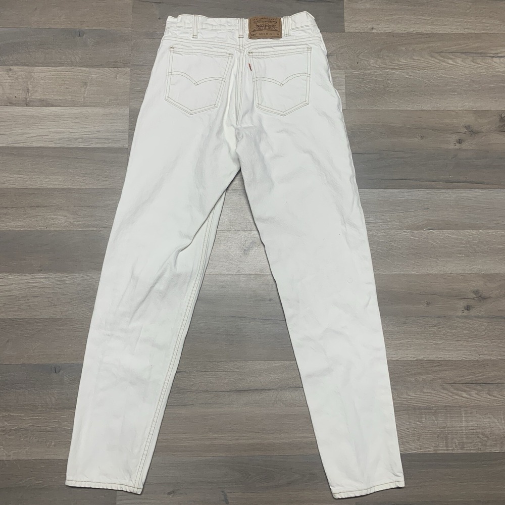 Vtg 90s Levis 550Tapered Leg Orange Tab White Denim Jeans ACTUAL 28x32